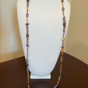 Mixed bead long necklace